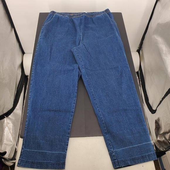 Croft & Barrow Woman's 2X Short Blue Denim Pull-On Jeans Elastic Waist Stretch - Picture 4 of 12
